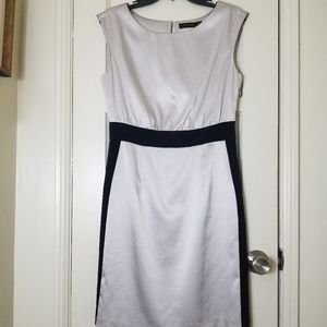 THE LIMITED gray black satin sleeveless fitted waist polyester dress